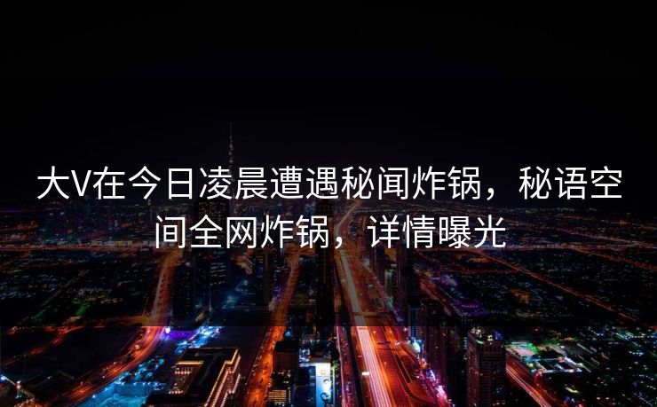 大V在今日凌晨遭遇秘闻炸锅，秘语空间全网炸锅，详情曝光
