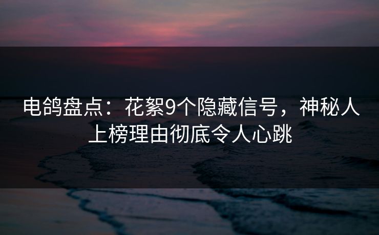 电鸽盘点：花絮9个隐藏信号，神秘人上榜理由彻底令人心跳