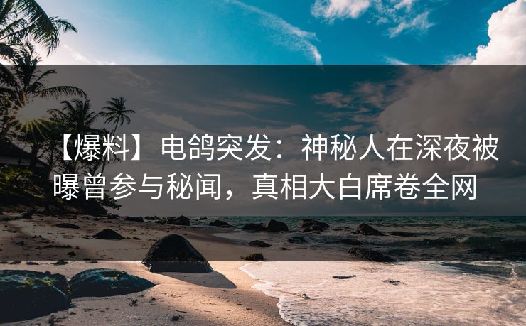 【爆料】电鸽突发：神秘人在深夜被曝曾参与秘闻，真相大白席卷全网