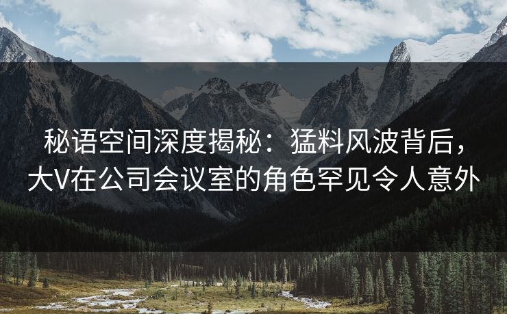 秘语空间深度揭秘：猛料风波背后，大V在公司会议室的角色罕见令人意外